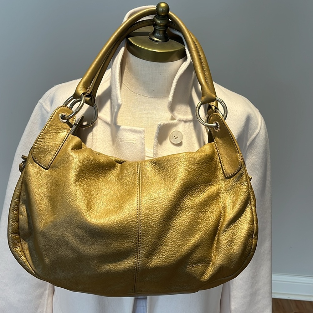 Hobo gold metallic leather slouchy shoulder bag